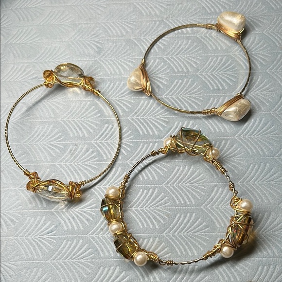 Elegant Gold and Silver Wire Wrapped Bracelets - Picture 6 of 15